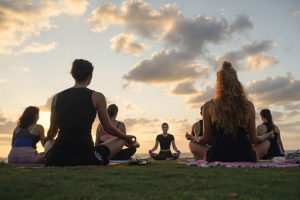 outdoor yoga class | sunset yoga class